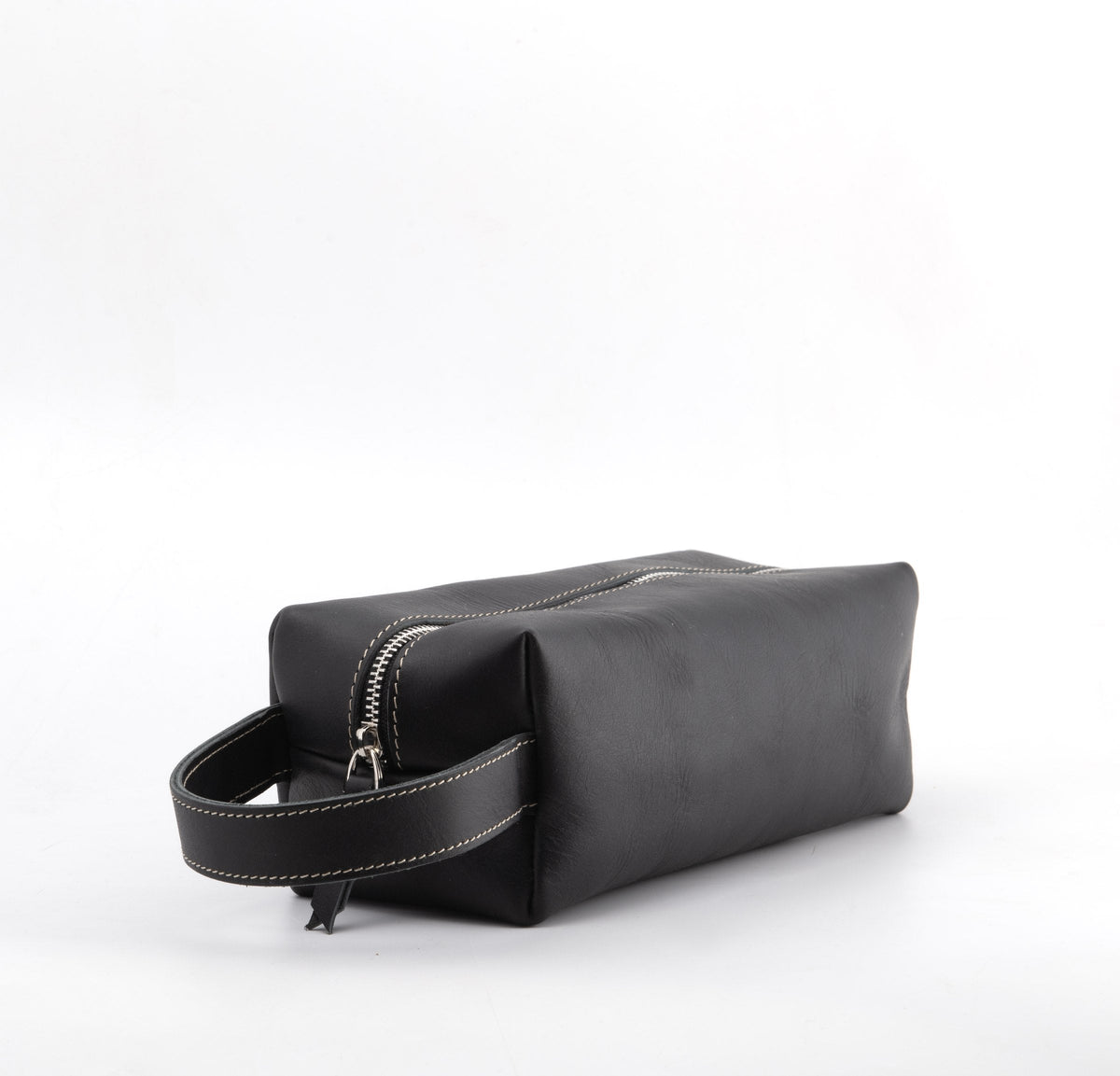 Black leather dopp kit