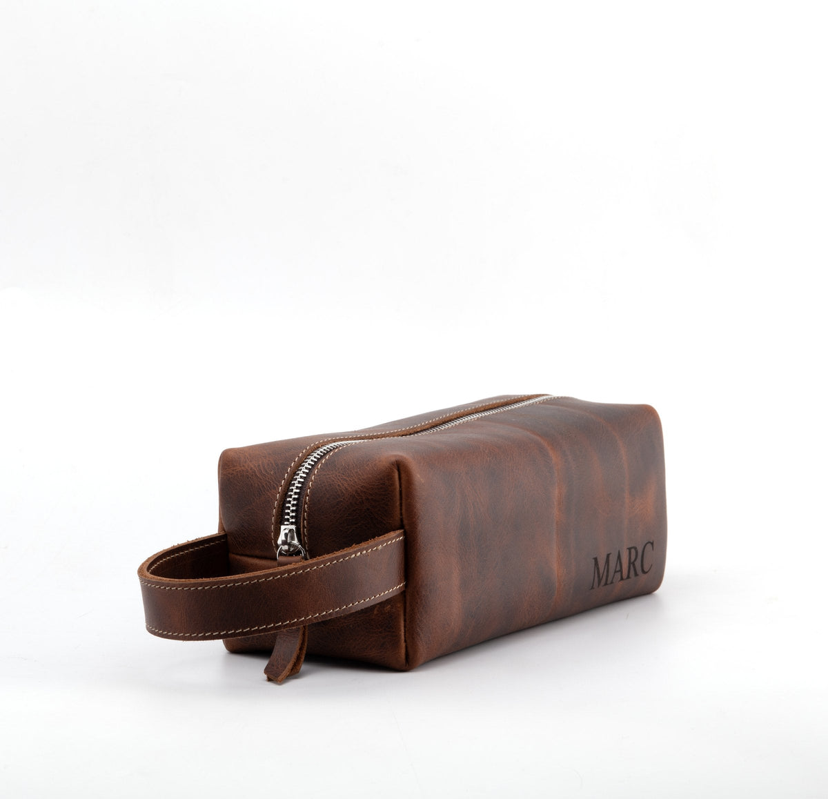 Brown leather dopp kit