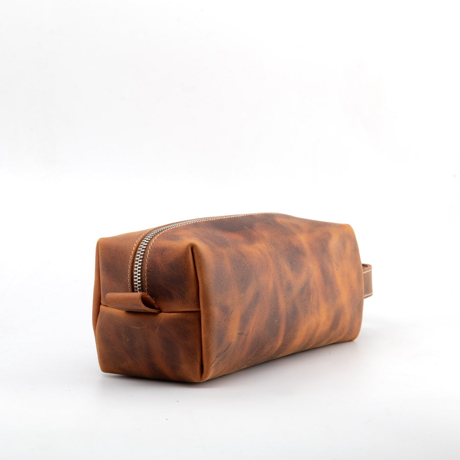 Camel leather dopp kit