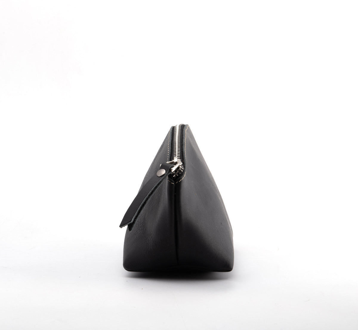 Black makeup bag side view