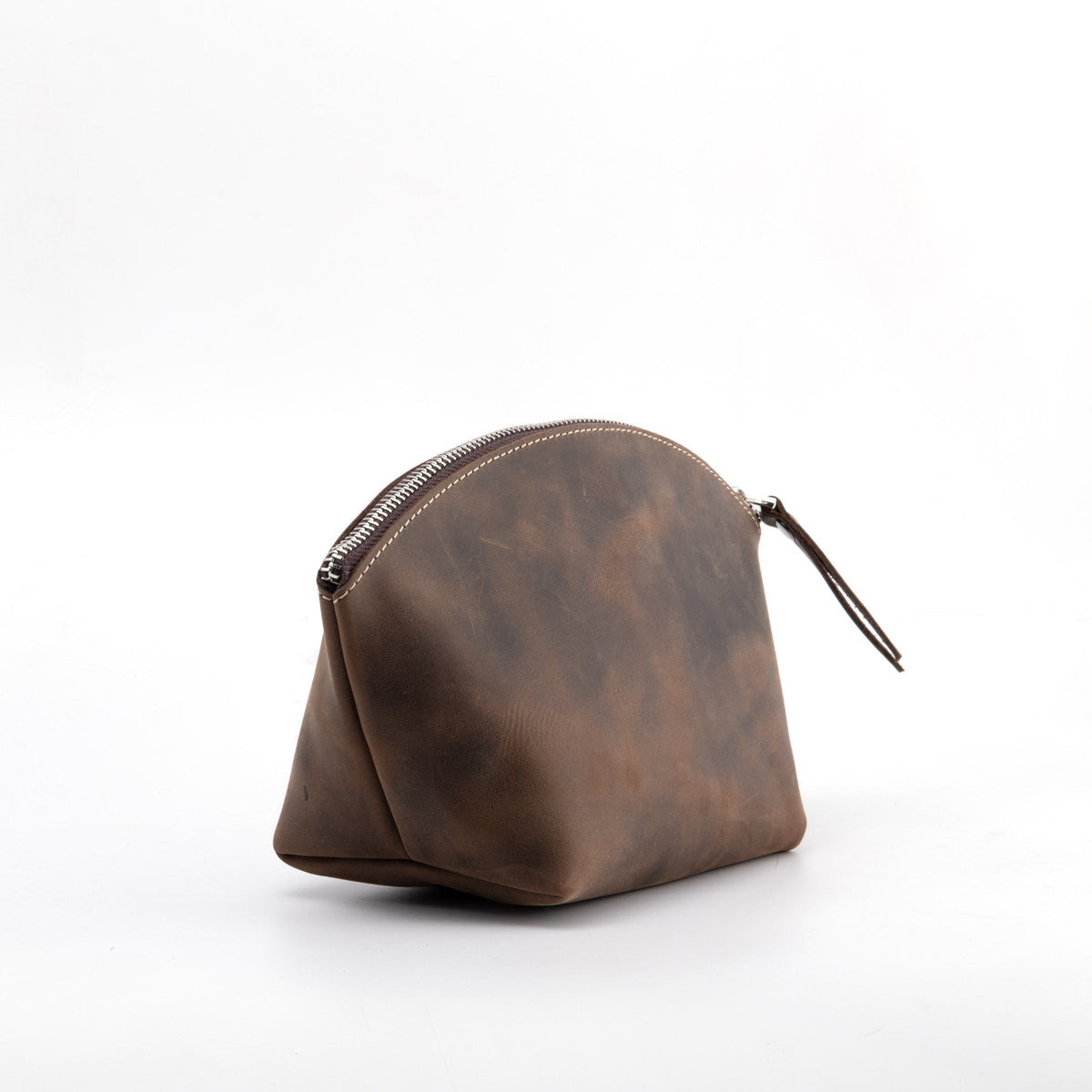 Chestnut leather makeup bag