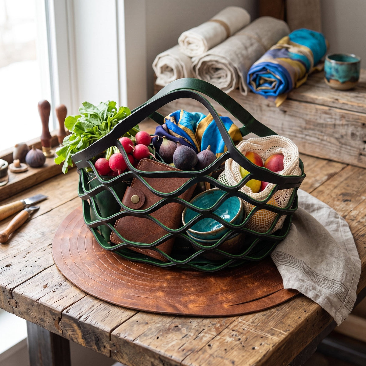 Mesh market bag on a table