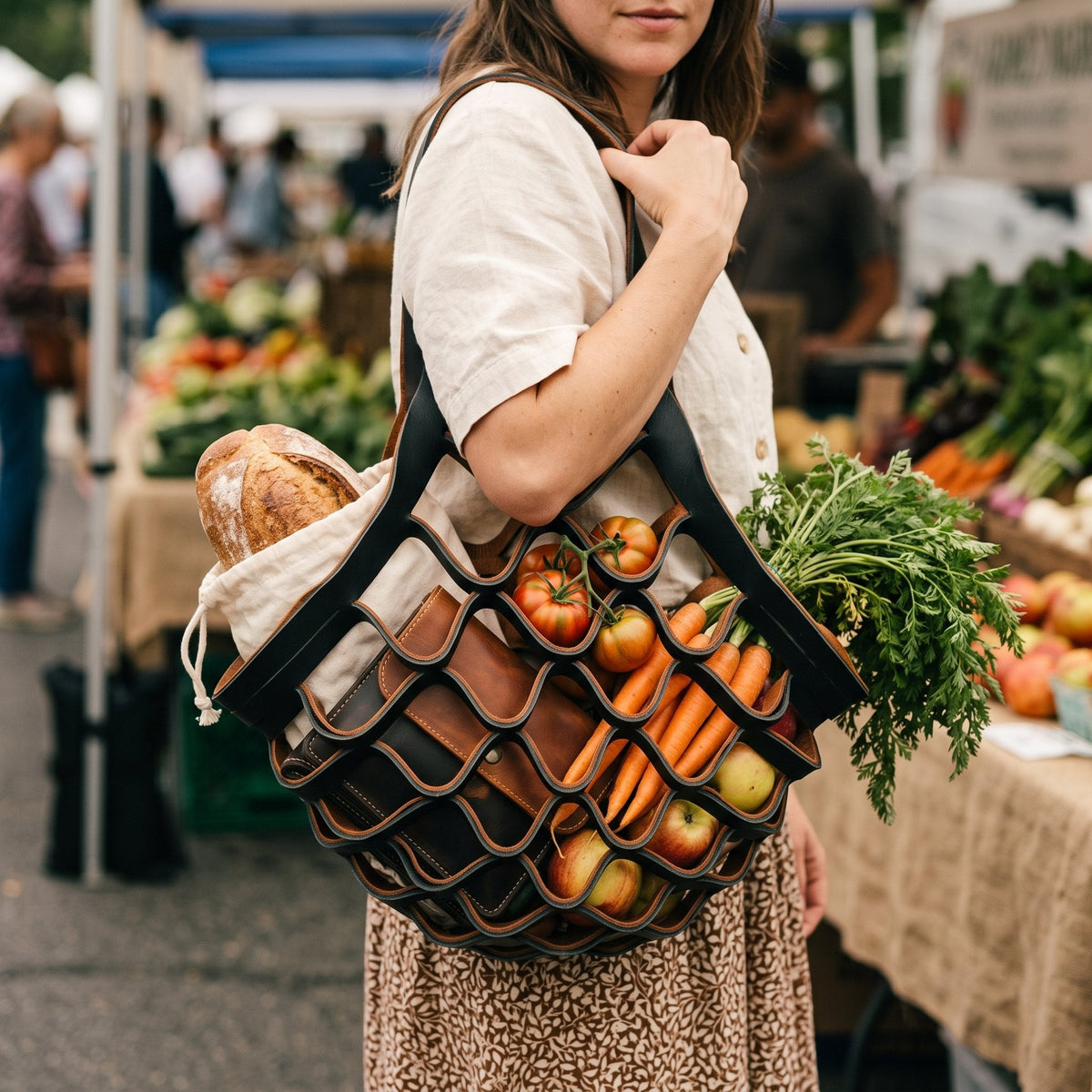 Mesh market bag at a market