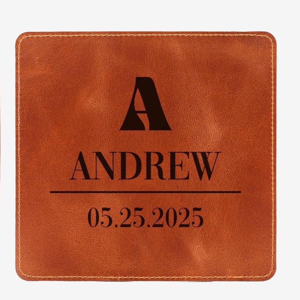 Mouse pad engraved with a name and date