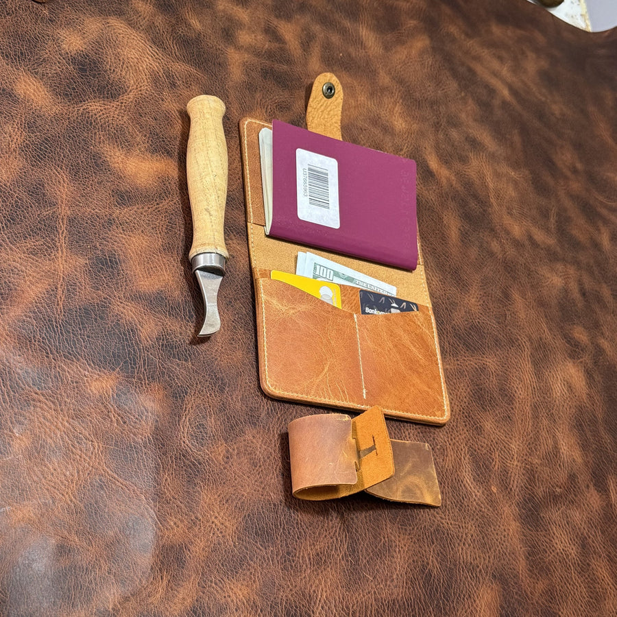 Whiskey leather passport holder